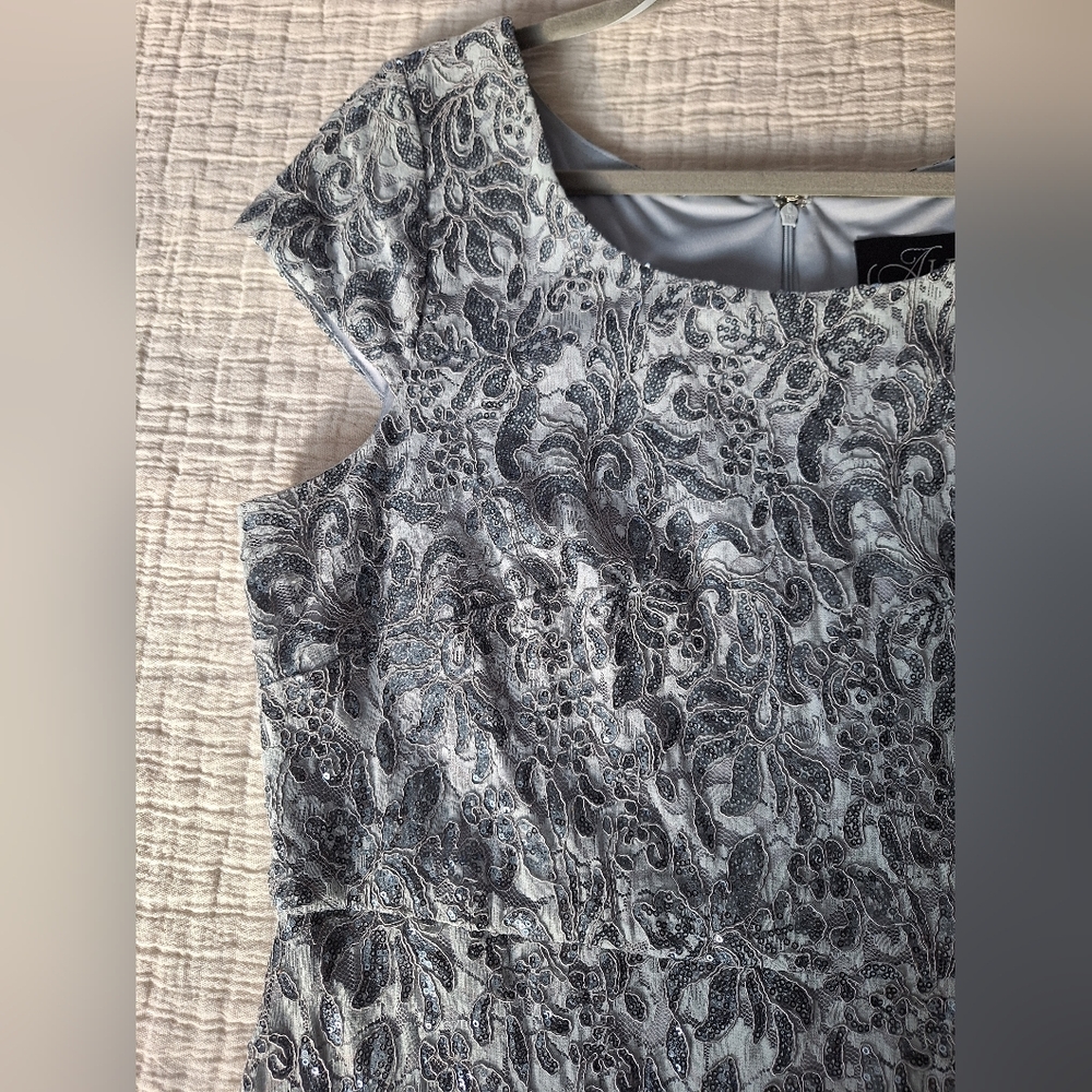 Alex Evenings Silver Patterned Maxi Dress - Picture 9 of 12